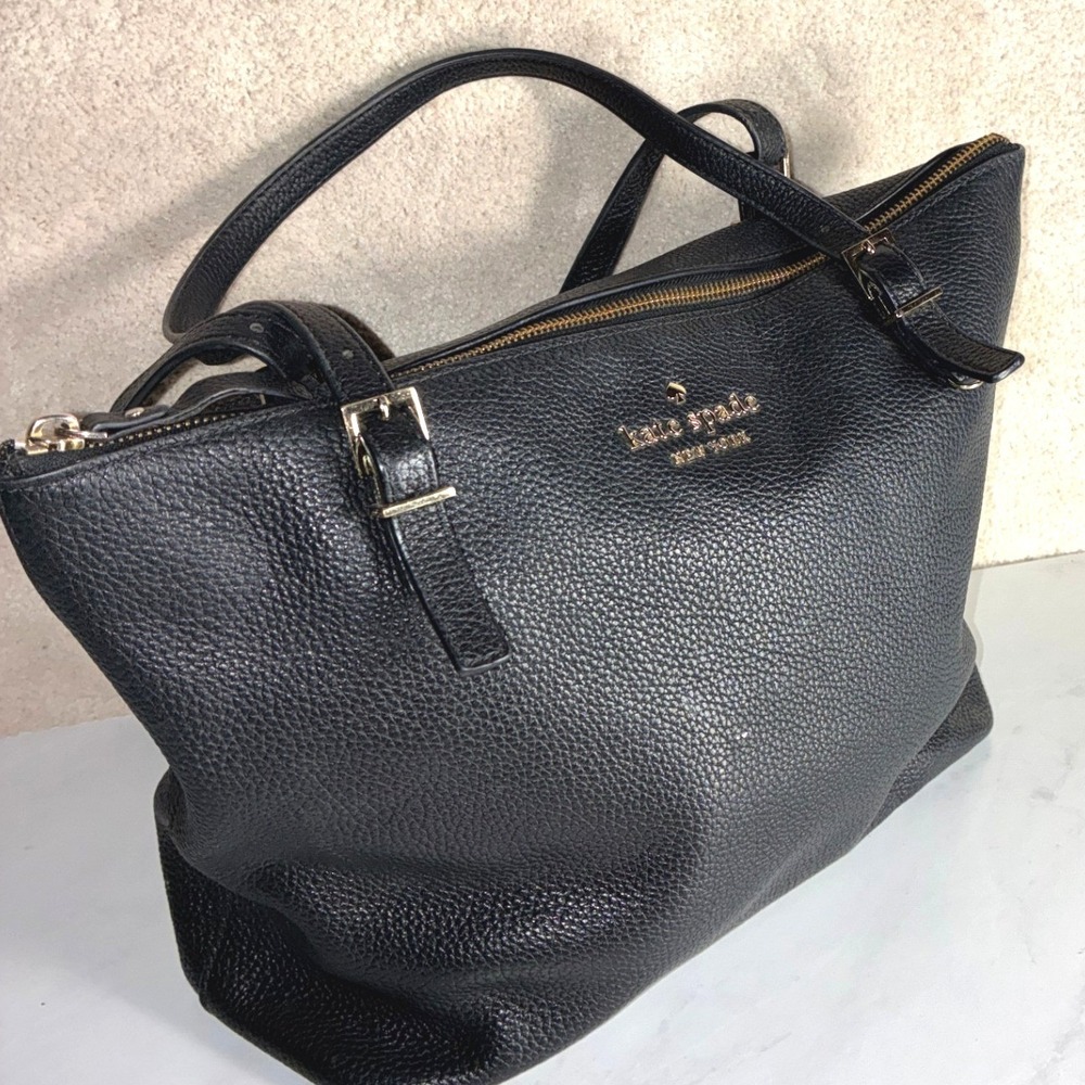 Kate Spade Black Tote Bag - Medium- Pebbled Leather Gold Hardware #Classic #Tote